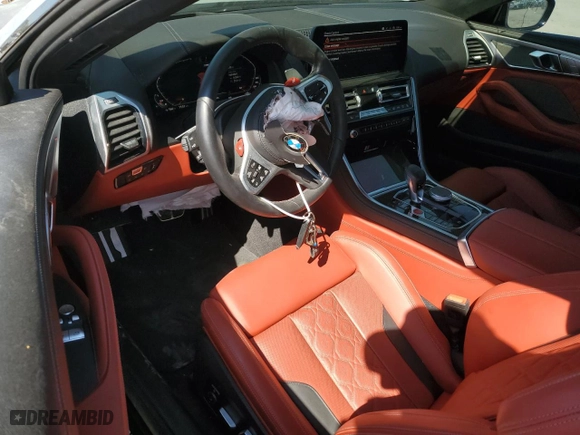 2023 BMW M8 Competition with VIN WBSAE0C02PCL58221, listed as a Copart auction lot 74237384 with 8,181 mi miles and Non Repairable. Bid and sale history available at carsss.com. Image 8.