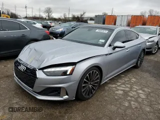 2021 Audi A5 Sportback Premium Plus with VIN WAUCBCF55MA008331, listed as a Copart auction lot 84853674 with 57,385 mi miles and Salvage Title. Bid and sale history available at carsss.com. Image 1.