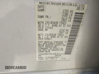 2019 Nissan Murano SL z VIN 5N1AZ2MS7KN163411, wystawiony jako IAAI lot #42268021 z przebiegiem 67 518 mil mil oraz . Historia ofert i sprzedaży dostępna na DreamBid. Obrazek 9.