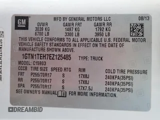2014 GMC Sierra 1500 z VIN 1GTN1TEH7EZ125485, wystawiony jako Copart lot #80711444 z przebiegiem 212 346 mil mil oraz Szkoda całkowita • Salvage title. Historia ofert i sprzedaży dostępna na DreamBid. Obrazek 12.