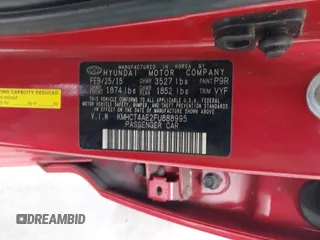2015 Hyundai Accent GLS with VIN KMHCT4AE2FU888995, listed as a IAAI auction lot 42145256 with 160,918 mi miles. Bid and sale history available at carsss.com. Image 9.
