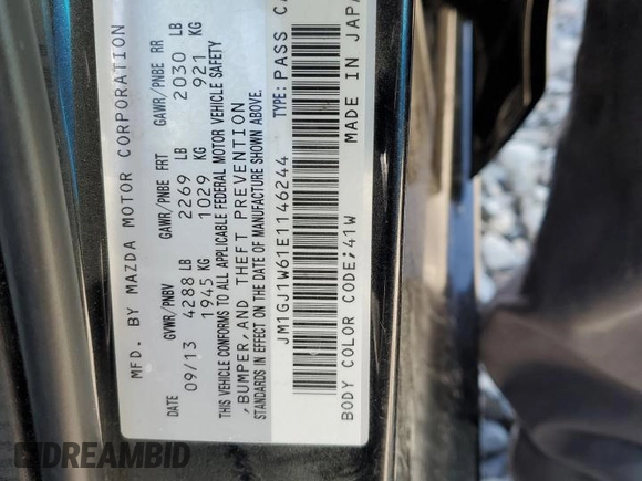 2014 Mazda 6 i Grand Touring с VIN JM1GJ1W61E1146244, выставлен на аукционе Copart как лот 57856365 с пробегом 152 194 миль миль и Списание • Salvage title. История ставок и продаж доступна на DreamBid. Изображение 12.