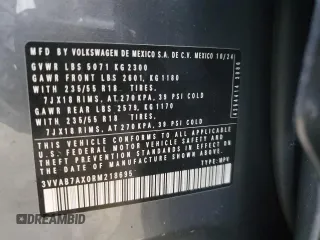 2024 Volkswagen Tiguan Wolfsburg Edition z VIN 3VVAB7AX0RM218695, wystawiony jako Copart lot #60689715 z przebiegiem 4 030 mil mil oraz Szkoda całkowita • Salvage title. Historia ofert i sprzedaży dostępna na DreamBid. Obrazek 13.