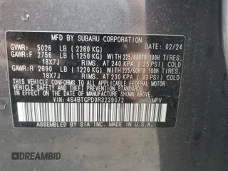 2024 Subaru Outback Touring XT with VIN 4S4BTGPD0R3239072, listed as a Copart auction lot 57814745 with 21,456 mi miles and Non repairable. Bid and sale history available at DreamBid. Image 13.