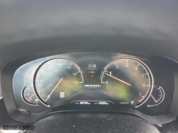 2018 BMW 5 Series M550i xDrive with VIN WBAJB9C59JB286363, listed as a Copart auction lot 47881155 with 88,786 mi miles and Salvage Title. Bid and sale history available at carsss.com. Image 9.