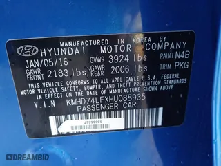 2017 Hyundai Elantra SE with VIN KMHD74LFXHU085935, listed as a IAAI auction lot 41477983 with 120,681 mi miles. Bid and sale history available at carsss.com. Image 9.