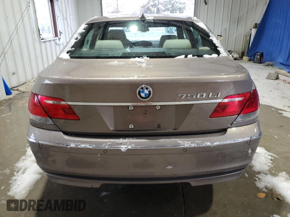 2007 BMW 7 Series 750Li with VIN WBAHN83587DT76391, listed as a Copart auction lot 44935055 with 0 mi miles and Salvage Title. Bid and sale history available at carsss.com. Image 6.