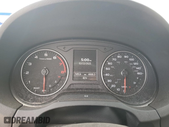 2017 Audi A3 Premium Plus with VIN WAUGUGFF7H1046600, listed as a Copart auction lot 49002005 with 74,914 mi miles and Salvage Title. Bid and sale history available at DreamBid. Image 9.