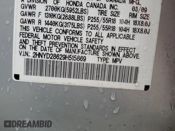 2009 Acura MDX Tech Pkg with VIN 2HNYD28629H515869, listed as a Copart auction lot 80549084 with 0 mi miles and Salvage Title. Bid and sale history available at carsss.com. Image 13.