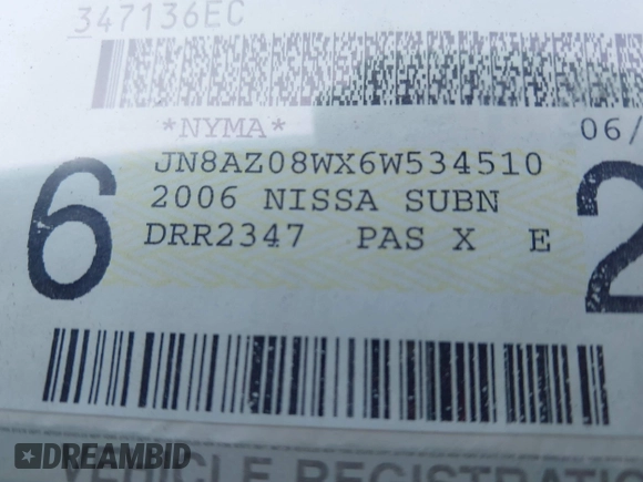 2006 Nissan Murano SL z VIN JN8AZ08WX6W534510, wystawiony jako IAAI lot #42412675 z przebiegiem 105 923 mil mil oraz . Historia ofert i sprzedaży dostępna na DreamBid. Obrazek 13.
