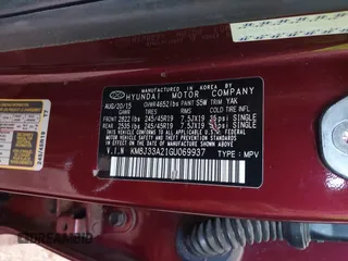 2016 Hyundai Tucson Limited with VIN KM8J33A21GU069937, listed as a IAAI auction lot 41861070 with 126,716 mi miles. Bid and sale history available at carsss.com. Image 9.