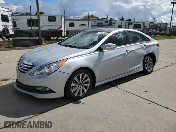 2014 Hyundai Sonata SE with VIN 5NPEC4AC4EH897489, listed as a Copart auction lot 49184125 with 95,840 mi miles and Salvage Title. Bid and sale history available at DreamBid. Image 1.