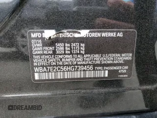 2017 BMW 7 Series 740i with VIN WBA7E2C56HG739456, listed as a Copart auction lot 64728303 with Not Provided miles and . Bid and sale history available at DreamBid. Image 12.