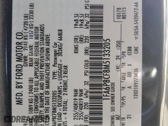 2021 Ford Mustang GT z VIN 1FA6P8CF8M5133205, wystawiony jako Copart lot #46677945 z przebiegiem Nie podano mil oraz Tytuł czysty. Historia ofert i sprzedaży dostępna na DreamBid. Obrazek 13.