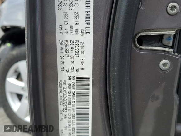 2012 Dodge Journey SXT with VIN 3C4PDCBG6CT207952, listed as a Copart auction lot 60334565 with Not provided miles and Salvage title. Bid and sale history available at DreamBid. Image 12.