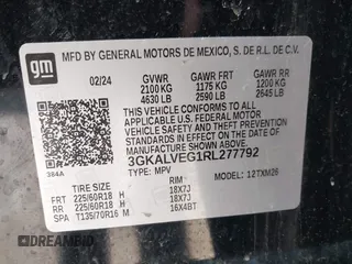 2024 GMC Terrain SLT with VIN 3GKALVEG1RL277792, listed as a IAAI auction lot 42219985 with 32,388 mi miles and . Bid and sale history available at DreamBid. Image 9.