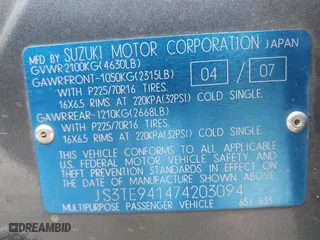 2007 Suzuki Grand Vitara with VIN JS3TE941474203094, listed as a IAAI auction lot 42092310 with 176,903 mi miles. Bid and sale history available at carsss.com. Image 9.