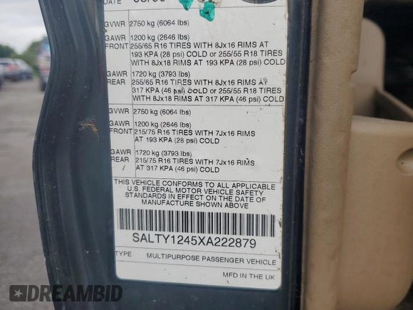 1999 Land Rover Discovery z VIN SALTY1245XA222879, wystawiony jako Copart lot #74222444 z przebiegiem Nie podano mil oraz Nie do naprawy • Non repairable. Historia ofert i sprzedaży dostępna na DreamBid. Obrazek 13.