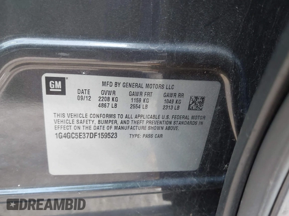 2013 Buick LaCrosse Leather z VIN 1G4GC5E37DF159523, wystawiony jako IAAI lot #42564794 z przebiegiem 236 083 mil mil oraz . Historia ofert i sprzedaży dostępna na DreamBid. Obrazek 9.