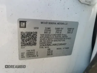 2019 GMC Acadia SLE with VIN 1GKKNKLA6KZ195437, listed as a Copart auction lot 44551295 with Not Provided miles and Salvage Title. Bid and sale history available at carsss.com. Image 12.