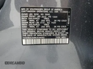2024 Volkswagen Atlas SE с VIN 1V2HR2CA9RC539042, выставлен на аукционе Copart как лот 66303365 с пробегом 37 701 миль миль и Чистый • Clean title. История ставок и продаж доступна на DreamBid. Изображение 14.