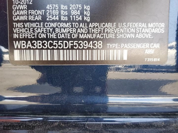 2013 BMW 3 Series 328i xDrive with VIN WBA3B3C55DF539438, listed as a Copart auction lot 43831145 with NaN miles and Salvage Title. Bid and sale history available at carsss.com. Image 12.