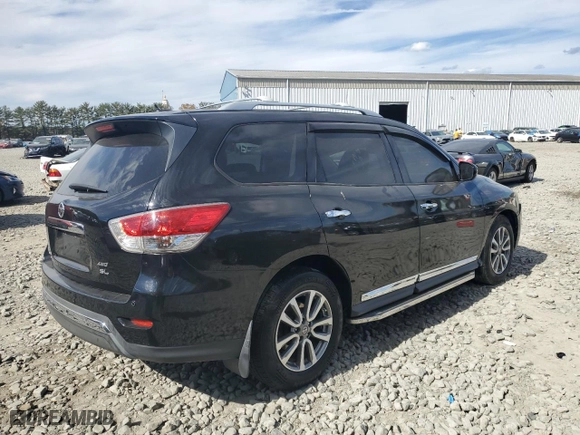 2013 Nissan Pathfinder SL with VIN 5N1AR2MM1DC616003, listed as a Copart auction lot 75128384 with 115,120 mi miles and Salvage Title. Bid and sale history available at carsss.com. Image 3.