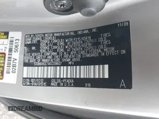 2010 Toyota Sienna CE with VIN 5TDKK4CC1AS339607, listed as a IAAI auction lot 41891135 with 261,666 mi miles. Bid and sale history available at carsss.com. Image 9.