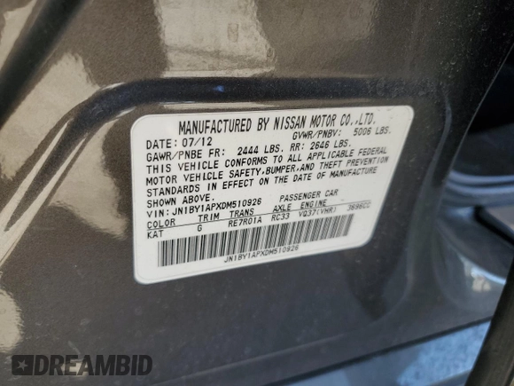 2013 Infiniti M with VIN JN1BY1APXDM510926, listed as a Copart auction lot 51700125 with 111,045 mi miles and Salvage title. Bid and sale history available at DreamBid. Image 15.