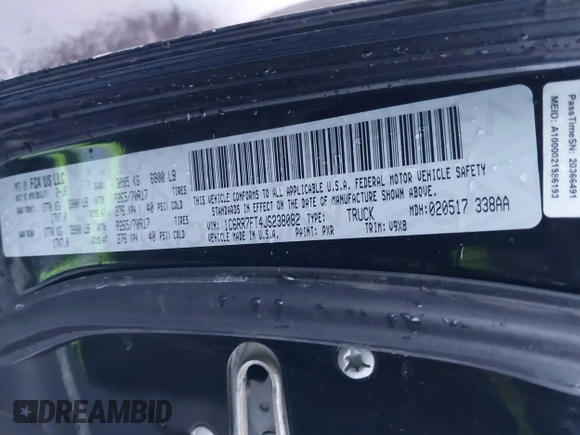 2018 Ram 1500 Express z VIN 1C6RR7FT4JS238082, wystawiony jako IAAI lot #41203915 z przebiegiem 85 863 mil mil oraz . Historia ofert i sprzedaży dostępna na DreamBid. Obrazek 9.