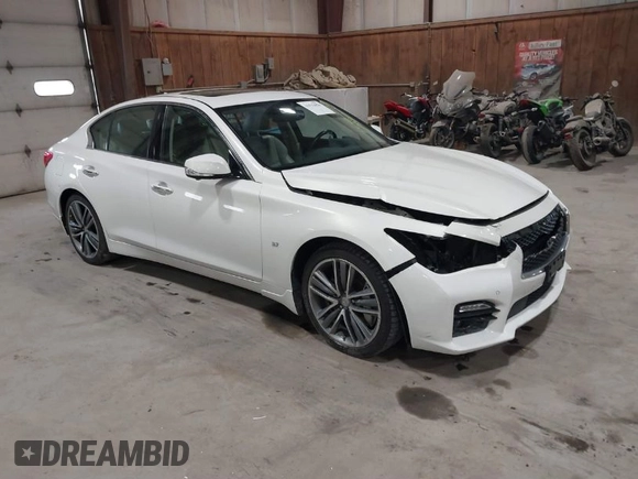 2015 Infiniti Q50 z VIN JN1BV7ARXFM409367, wystawiony jako IAAI lot #41912056 z przebiegiem 126 382 mil mil oraz . Historia ofert i sprzedaży dostępna na DreamBid. Obrazek 1.