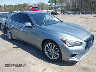 2018 Infiniti Q50 3.0t LUXE with VIN JN1EV7AR3JM435685, listed as a IAAI auction lot 41837975 with 107,374 mi miles. Bid and sale history available at carsss.com. Image 1.