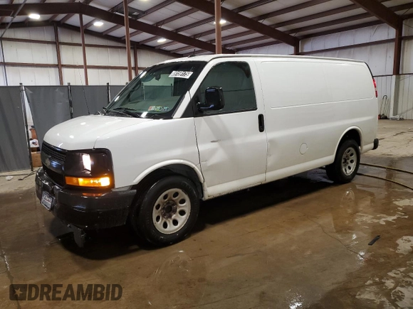2013 Chevrolet Express Cargo Van with VIN 1GCSGAFX0D1163942, listed as a Copart auction lot 89159175 with 224,307 mi miles and Clean Title. Bid and sale history available at carsss.com. Image 1.