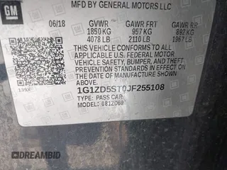 2018 Chevrolet Malibu LT with VIN 1G1ZD5ST0JF255108, listed as a IAAI auction lot 42196742 with 254,962 mi miles and . Bid and sale history available at DreamBid. Image 9.