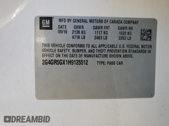 2017 Buick Regal Premium II with VIN 2G4GR5GX1H9125512, listed as a Copart auction lot 81146814 with 69,692 mi miles and Salvage Title. Bid and sale history available at carsss.com. Image 14.