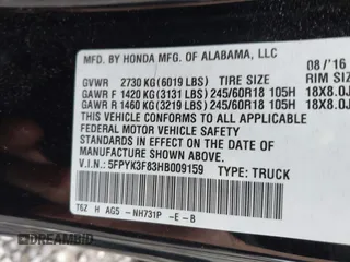 2017 Honda Ridgeline Black Edition with VIN 5FPYK3F83HB009159, listed as a IAAI auction lot 41912381 with 73,149 mi miles and . Bid and sale history available at DreamBid. Image 9.
