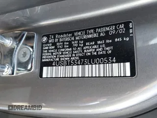 2003 BMW Z4 3.0i с VIN 4USBT53473LU00534, выставлен на аукционе IAAI как лот 41858369 с пробегом 80 612 миль миль и . История ставок и продаж доступна на DreamBid. Изображение 9.