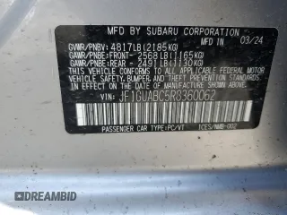 2024 Subaru Impreza z VIN JF1GUABC5R8360062, wystawiony jako Copart lot #51408655 z przebiegiem 9 020 mil mil oraz Szkoda całkowita • Salvage title. Historia ofert i sprzedaży dostępna na DreamBid. Obrazek 12.