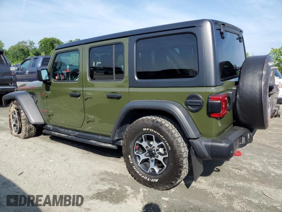 2021 Jeep Wrangler Unlimited Rubicon with VIN 1C4HJXFN4MW789526, listed as a Copart auction lot 59540025 with 33,583 mi miles and Salvage title. Bid and sale history available at DreamBid. Image 2.