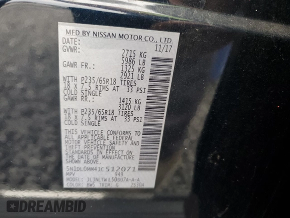 2018 Infiniti QX60 with VIN 5N1DL0MM4JC512071, listed as a Copart auction lot 47812515 with 67,976 mi miles and Salvage Title. Bid and sale history available at DreamBid. Image 15.
