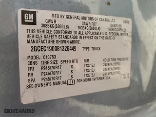 2008 Chevrolet Silverado 1500 LT w/2LT with VIN 2GCEC190081326449, listed as a Copart auction lot 49590565 with 309,997 mi miles and Salvage Title. Bid and sale history available at carsss.com. Image 12.