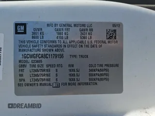2012 Chevrolet Express Cargo with VIN 1GCWGFCA8C1179156, listed as a IAAI auction lot 42667299 with 168,910 mi miles and . Bid and sale history available at DreamBid. Image 30.