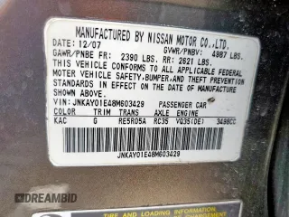 2008 Infiniti M with VIN JNKAY01E48M603429, listed as a Copart auction lot 57249325 with Not provided miles and Salvage title. Bid and sale history available at DreamBid. Image 12.