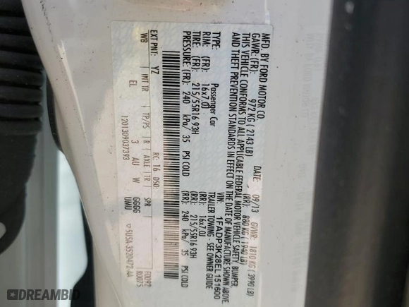 2014 Ford Focus SE with VIN 1FADP3K28EL151600, listed as a Copart auction lot 49857985 with 105,001 mi miles and Non Repairable. Bid and sale history available at carsss.com. Image 13.
