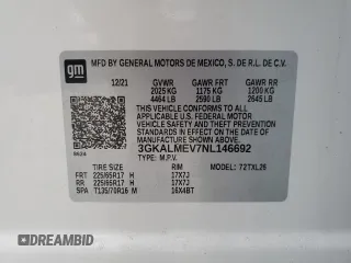 2022 GMC Terrain SLE with VIN 3GKALMEV7NL146692, listed as a Copart auction lot 44558525 with 149,879 mi miles and Clean Title. Bid and sale history available at carsss.com. Image 13.