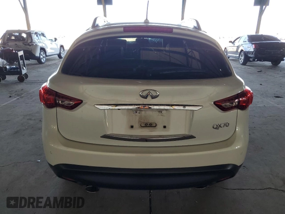 2015 Infiniti QX70 with VIN JN8CS1MU5FM381036, listed as a Copart auction lot 54107975 with Not Provided miles and Salvage Title. Bid and sale history available at DreamBid. Image 6.