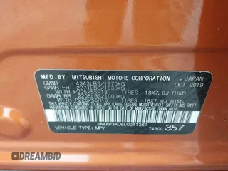 2020 Mitsubishi Outlander ES z VIN JA4AP3AU6LU011367, wystawiony jako IAAI lot #42492493 z przebiegiem 102 745 mil mil oraz . Historia ofert i sprzedaży dostępna na DreamBid. Obrazek 9.