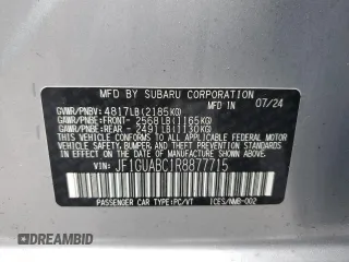 2024 Subaru Impreza with VIN JF1GUABC1R8877715, listed as a Copart auction lot 87331194 with 608 mi miles and Salvage Title. Bid and sale history available at carsss.com. Image 12.