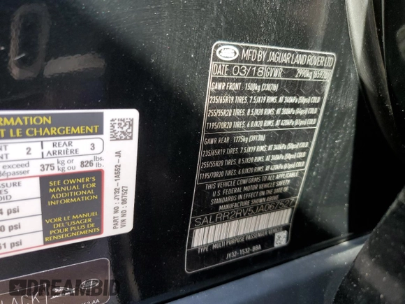 2018 Land Rover Discovery HSE with VIN SALRR2RV5JA067527, listed as a Copart auction lot 49691515 with 41,338 mi miles and Salvage Title. Bid and sale history available at carsss.com. Image 13.