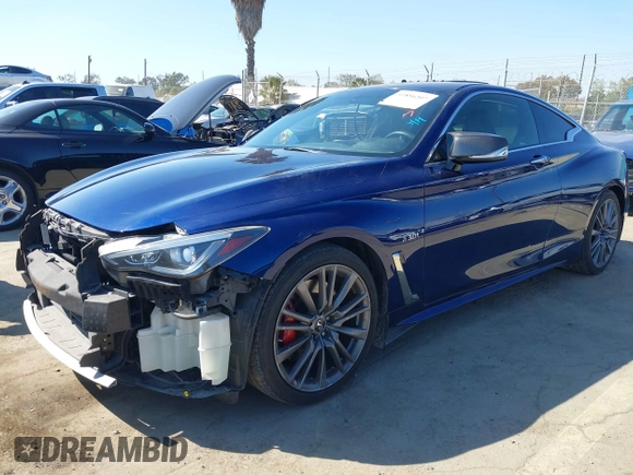 2017 Infiniti Q60 Red Sport 400 with VIN JN1FV7EK3HM610741, listed as a IAAI auction lot 41856207 with 67,598 mi miles and . Bid and sale history available at carsss.com. Image 18.